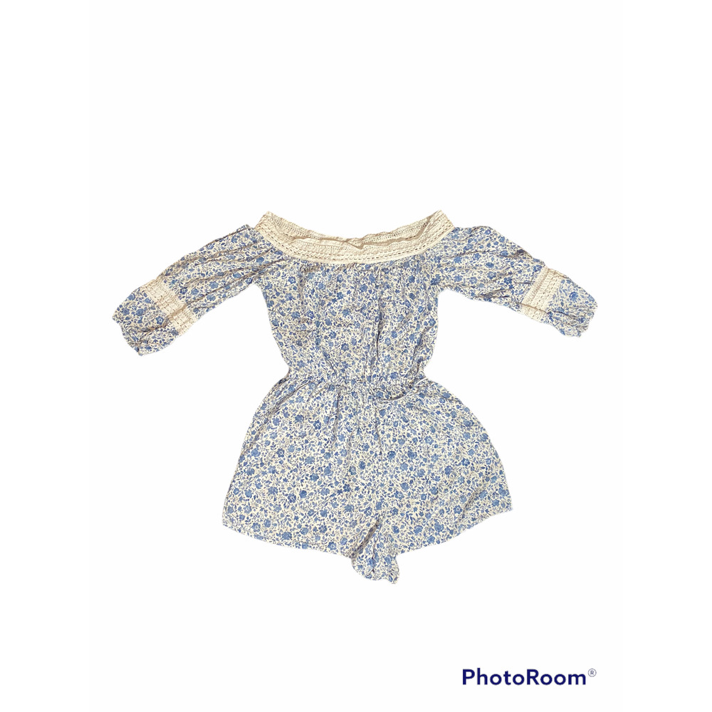 Hollister Romper Blue Floral Blue White Size Small 1 Piece Shorts